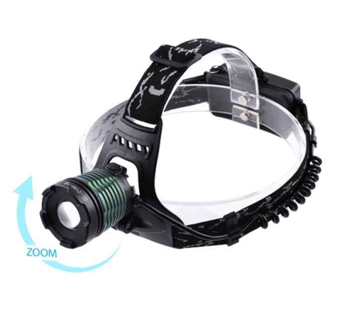 Фонарь налобный Police 2188-T6, ЗУ 220V/12V, 2х18650, zoom, Box