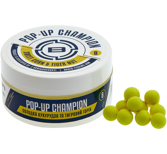 Бойли Brain Champion Pop-Up Sweet Corn & Tiger Nut (кукурудза + тигровий горіх) 10mm 34g