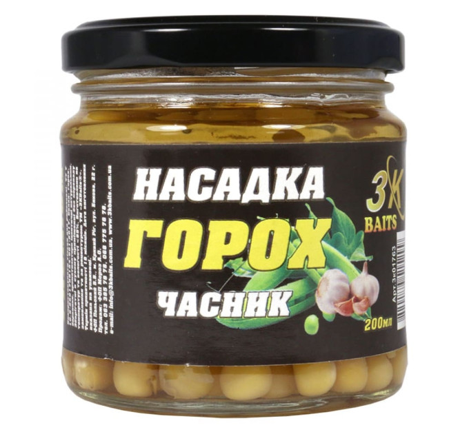 3KBaits Насадка Горох Premium (чеснок) 200мл