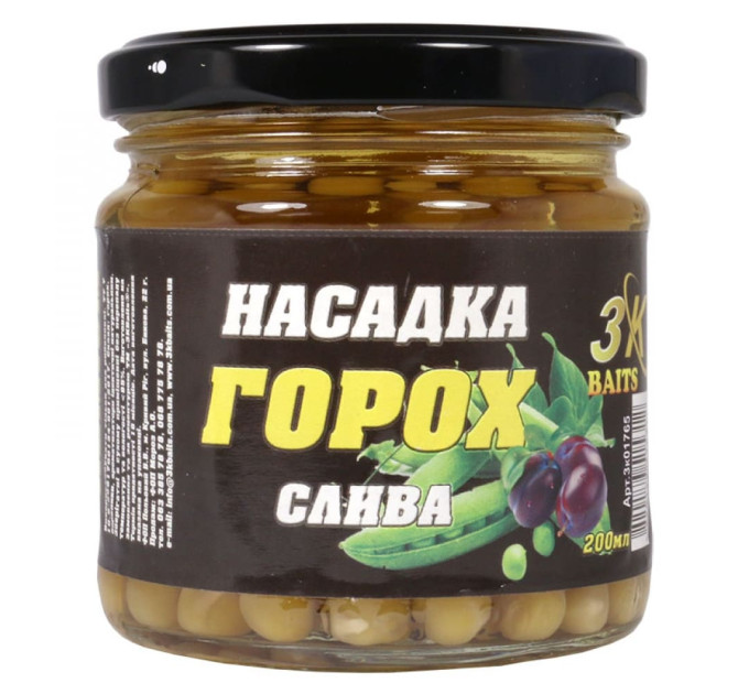 3KBaits Насадка Горох Premium (слива) 200мл