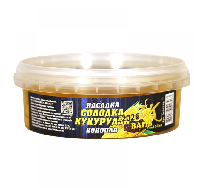 3KBaits Насадка Сладкая кукуруза ПЭТ-банка (конопля) 150мл