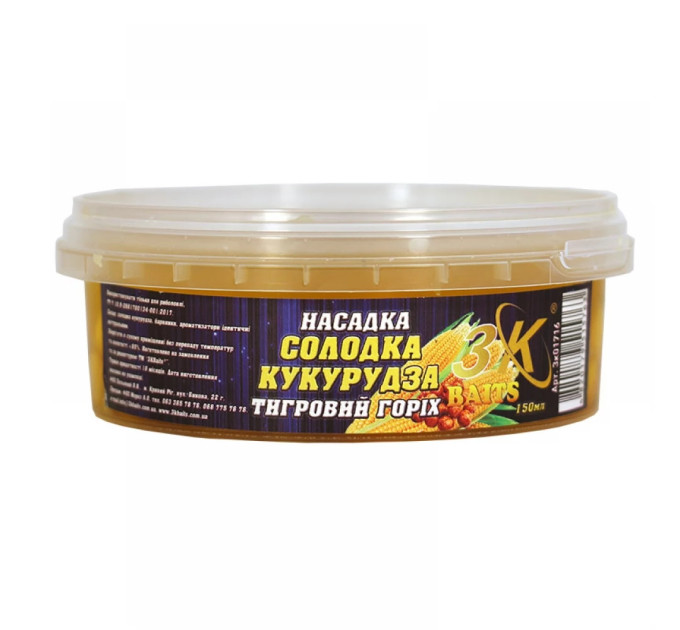 3KBaits Насадка Сладкая кукуруза ПЭТ-банка (тигровый орех) 150мл