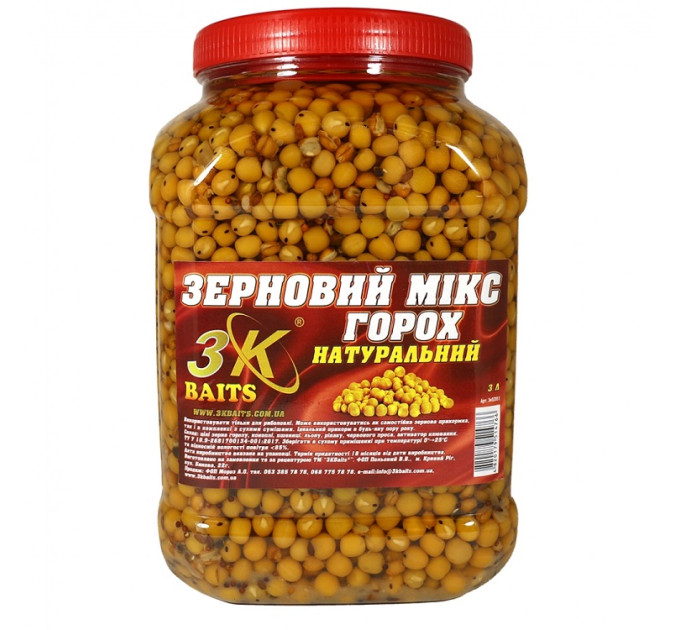 3KBaits Зерновий МІКС ГОРОХ (натуральний) відро/банка 3л