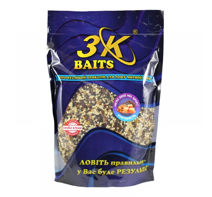 3KBaits Зерновой МИКС Micro Seed Mix + Crushed Tiger nut (карамель) 800 г