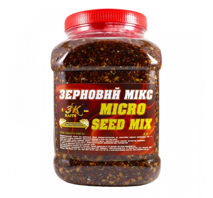3KBaits Зерновий МІКС Micro Seed Mix (натуральний) відро/банка 3л