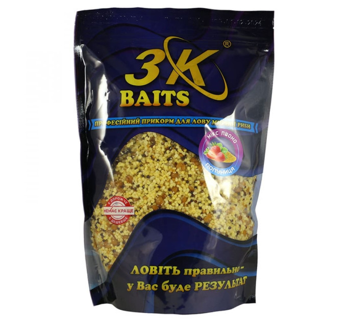 3KBaits Зерновой МИКС Пшено (клубника) 1000 г
