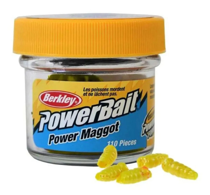Приманка Berkley Gulp! Power Maggot Yellow (110 шт) (Опарыш желтый)