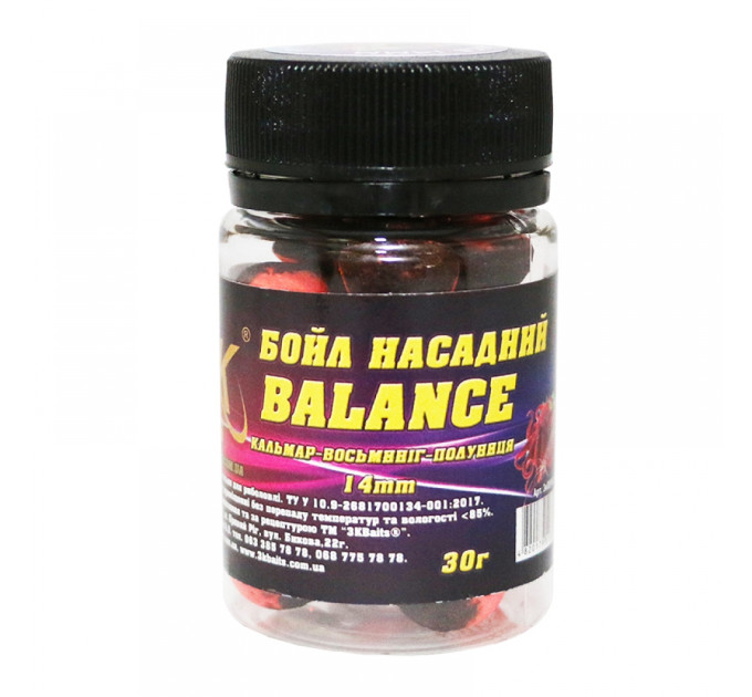 3KBaits Бойл насадочный Balance 14мм (кальмар-осьминог-клубника) 30г
