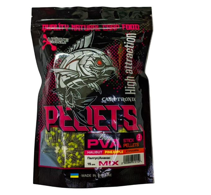 Carptronik PVA stick pellets Halibut/Pineapple (Палтус/Ананас) 15 шт