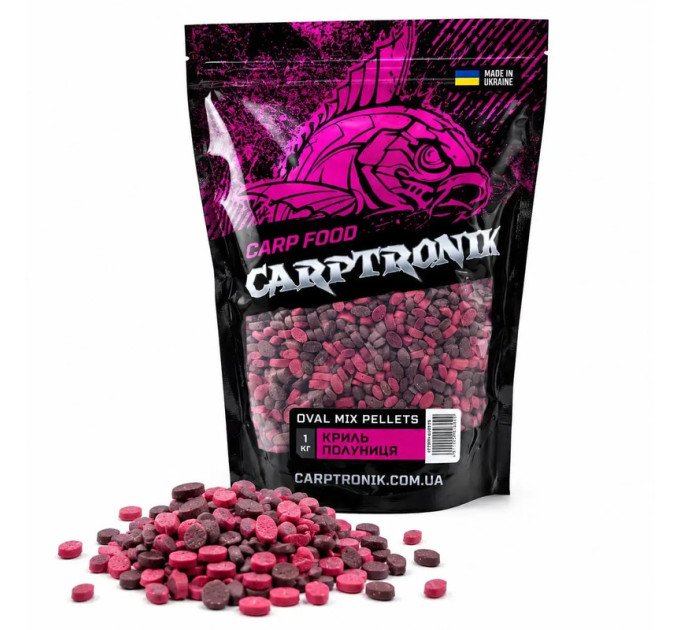 Carptronik Пеллетс Oval MIX Криль/Полуниця 1кг