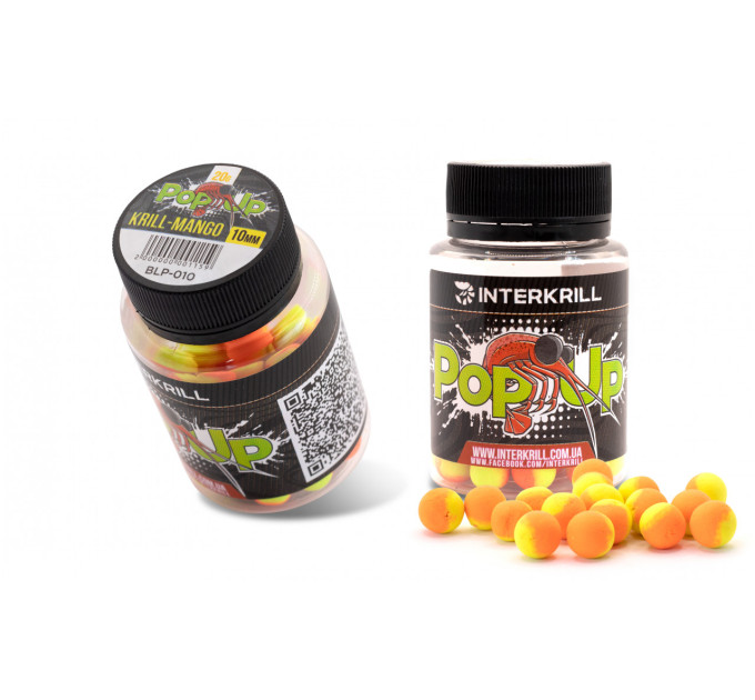 Бойли INTERKRILL 10мм Pop-up Krill Mango, 20 г