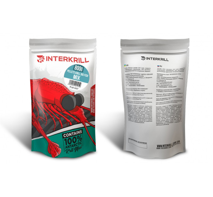 Пеллетс INTERKRILL  "Pellets Krill Big Fish MIX", 800гр