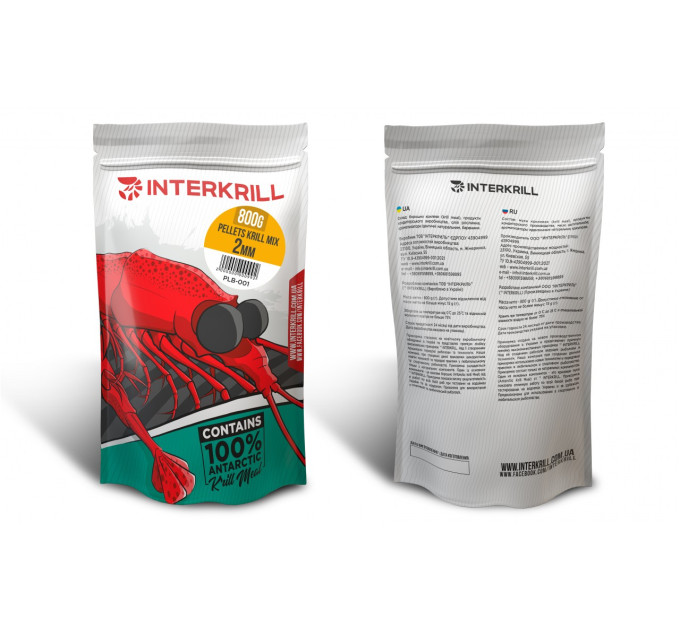 Пеллетс INTERKRILL Pellets Krill MIX 2мм, 800гр