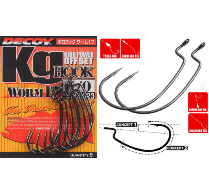 Крючок Decoy Worm 17 Kg Hook 3, 9шт