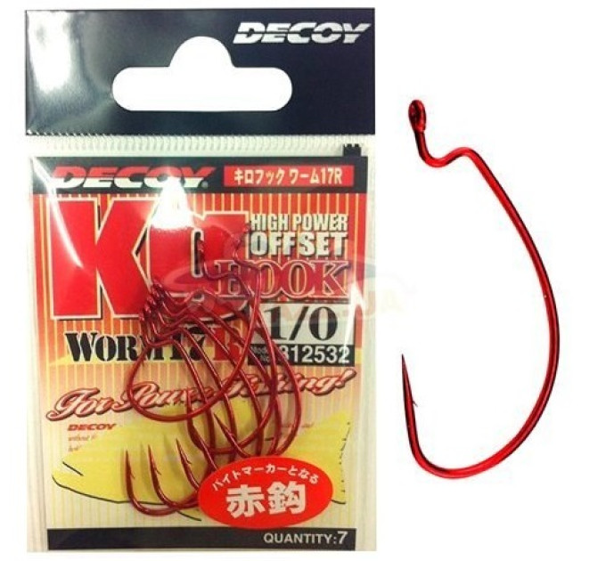 Крючок Decoy Worm 17 Red Kg Hook R 01, 7 шт