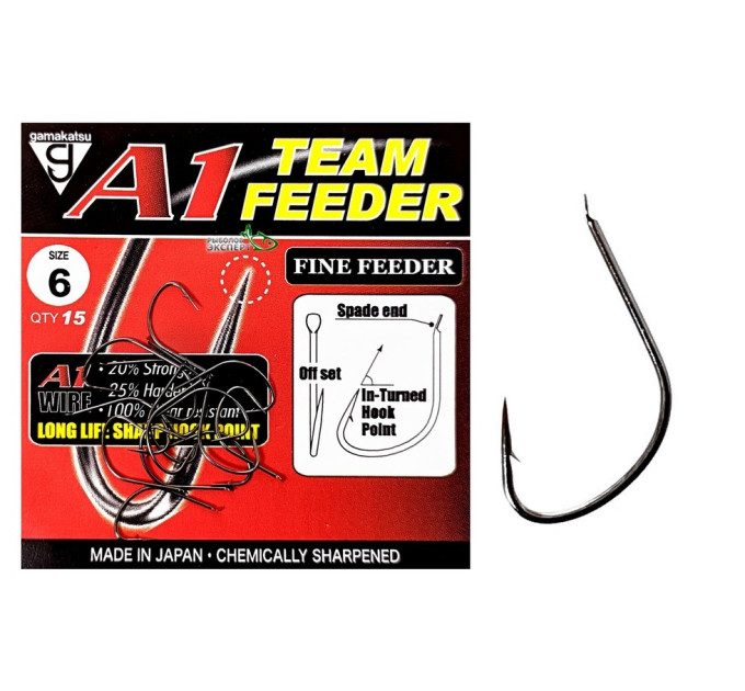 Крючок GAMAKATSU  A1 TEAM FEEDER Fine Feeder № 08 15шт