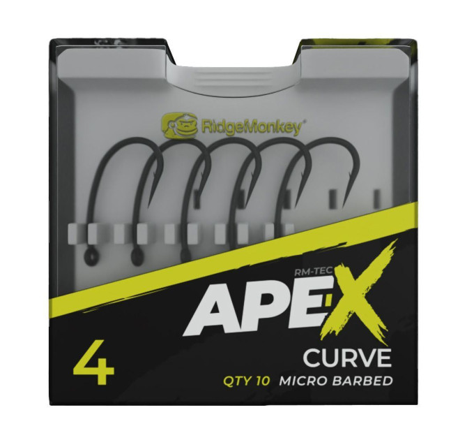 Крючок карповый RidgeMonkey Ape-X Curve Barbed size 4