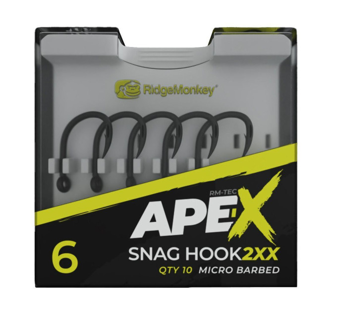 Крючок карповый RidgeMonkey Ape-X Snag Hook 2XX Barbed size 4