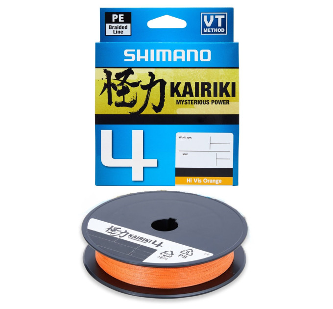 Шнур Shimano Kairiki 4 PE (Hi-Vis Orange) 150m 0.16mm 8.1kg