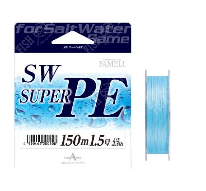 Шнур Yamatoyo SW SUPER PE, BLUE-PE 150 m, 1.5 23 lbs