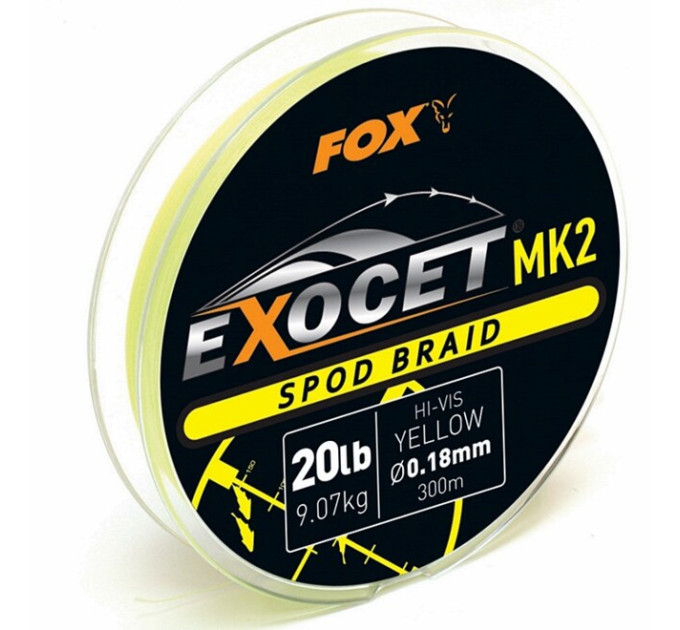 Fox Exocet MK2 spod braid 0.18mm / 20lb X 300m - yellow - Шнур сподовий