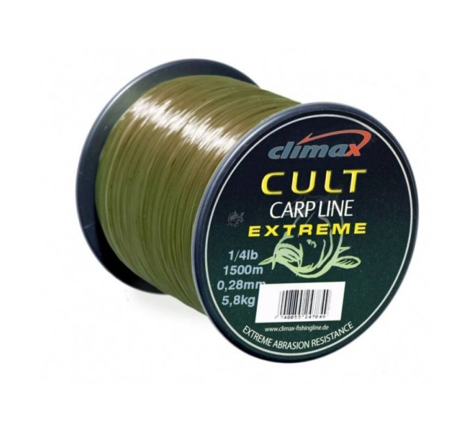Леска CLIMAX CULT Carp Extreme Line 0,30mm 7,2kg mattolive 1/4 lbs (1000m)