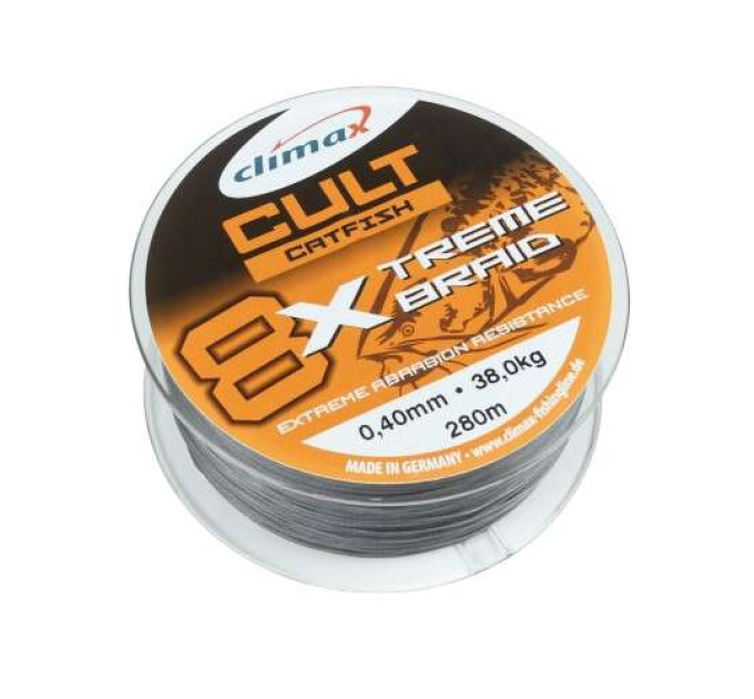 Шнур Climax CULT Catfish X-Treme Braid, 280 m. 0,50 мм, 47 кг, grey
