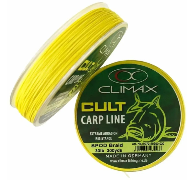 Шнур Climax Сподовый CULT SPOD BRAID 0,16mm 20lb 274 м желтый