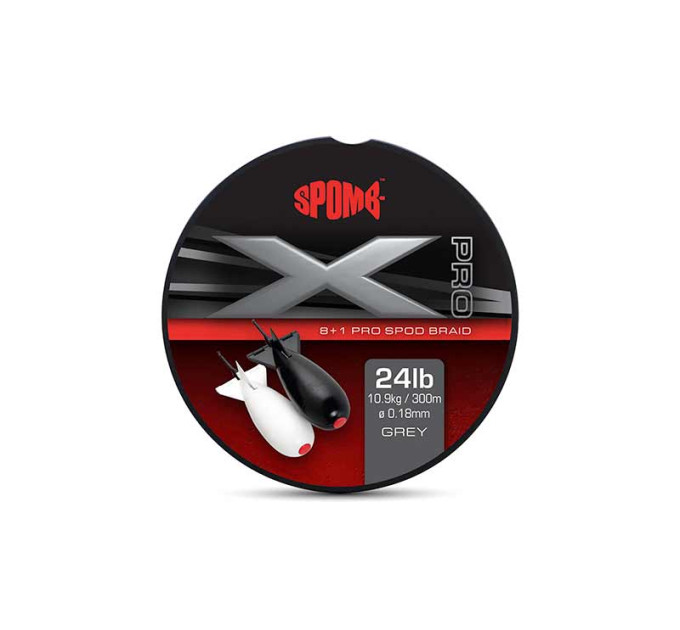 Spomb X Pro Braid Grey 8+1 0.18mm 24lbs 300m - Сподовый шнур