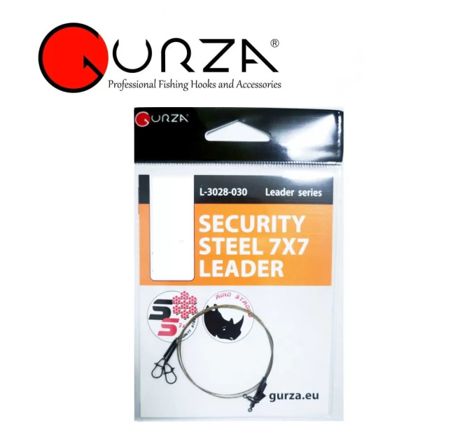 Поводок Gurza SECURITY STEEL 7x7 LEADER 800мм/0,63Ø 2шт. (Test 32kg)