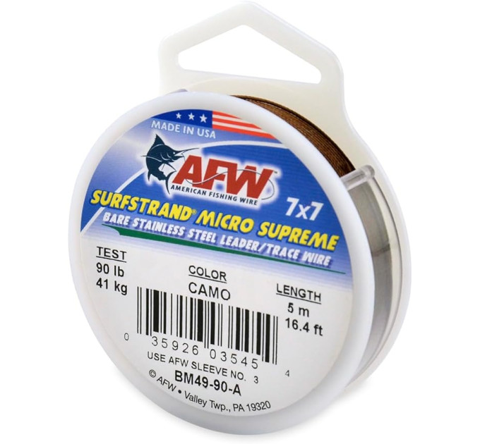 Поводковый материал AFW Surfstrand Micro Supreme 7x7, 26lb/12кг, 10м 49-жильный (на хищника)
