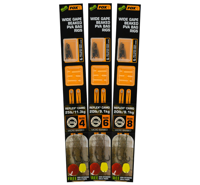 Fox Edges Wide Gape Beaked PVA Ready Rigs - 25lb Size 4 - набір CCR172