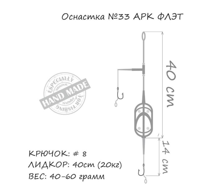 Оснащення коропове ORANGE #32 Arc Flat Metod Leadcore, для бойлу, 60 гр., в уп. 1 шт.
