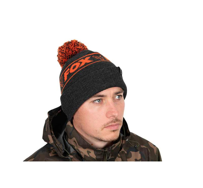 Fox шапка Collection Bobbles B/O черная/оранжевая CHH021