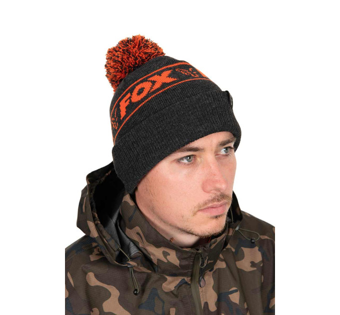Fox шапка Collection Bobbles B/O черная/оранжевая CHH021
