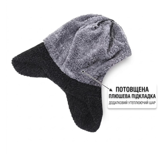 Шапка-бини DaKi с защитой ушей на флисе «Nordic» Black