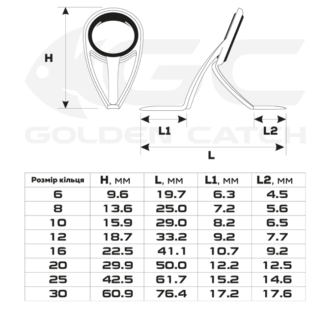 Кільце GC BKWLSG 8мм Black 2 ніжки