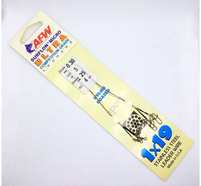 Поводок AFW Surfstrand mikro США 1*19 с/п 0,30-25см КД (4шт.)