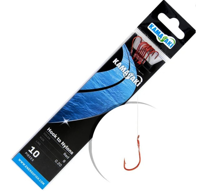 Гачок з повідцем Kamasaki Sode 14 Red 10шт