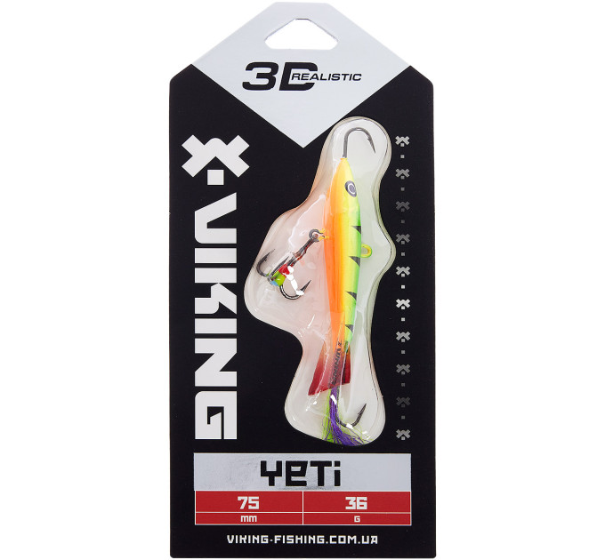 Балансир Viking Fishing Yeti Ice Jig 75mm 36.0g #04 Fire Perch